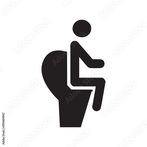 People sitting on the toilet to defecate silhouette icon.