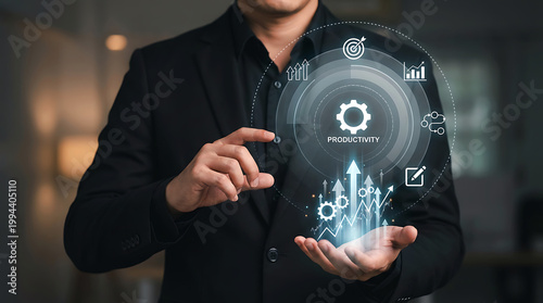 Business productivity growth concept digital performance analytics