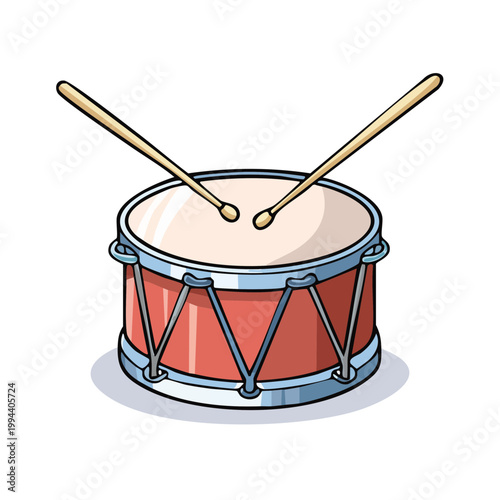 Red Snare Drum with Drumsticks Ready for Percussion Performance