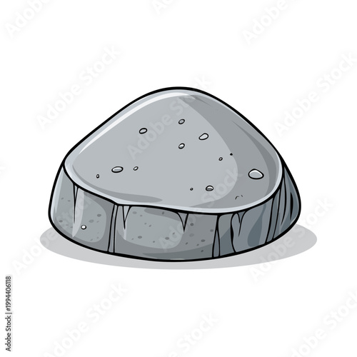 Simple gray stone with texture and shadow illustration