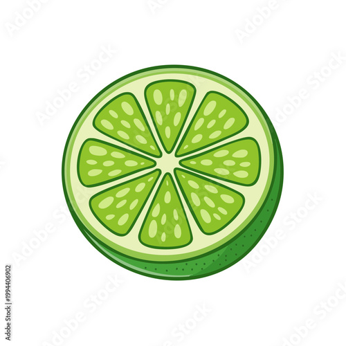 Fresh Green Lime Slice Isolated on White Background Healthy Fruit Ingredient