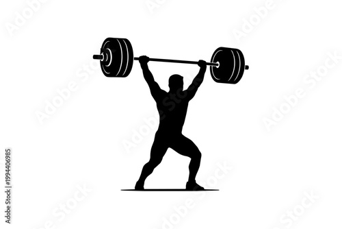 Silhouette of a person performing an overhead barbell lift