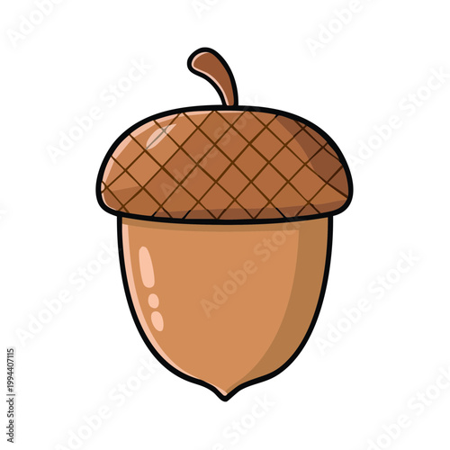 Stylized Acorn Icon Illustration with Textured Cap and Smooth Body