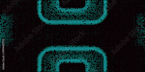 Digital rendering of a robotic face composed of glowing blue particles