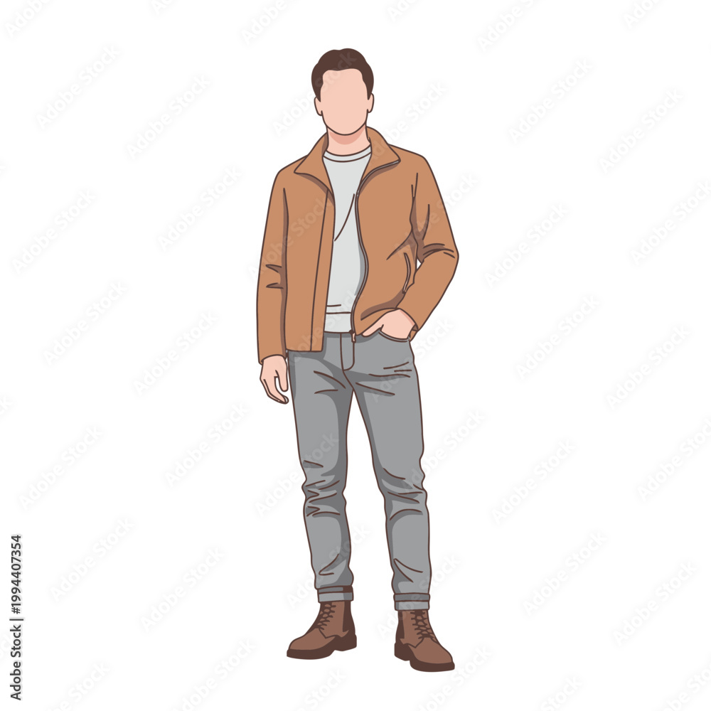 Naklejka premium Man in Casual Autumn Outfit Standing Confidently.