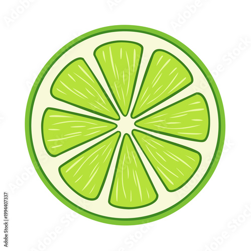 Vibrant, Juicy Lime Slice with a Graphic, Stylized Look