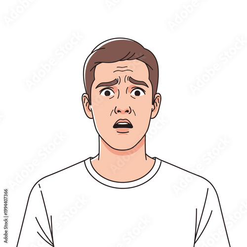 Man Expressing Shock and Disbelief with Wide Eyes.