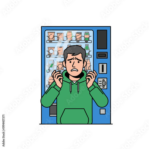 Man Frustrated By Vending Machine Choices.