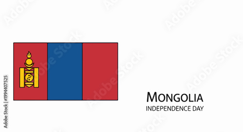 Mongolia independence day celebration with national flag and text. Mongolia independence day patriotic concept for national holidays and events. Mongolia independence day greeting card design.