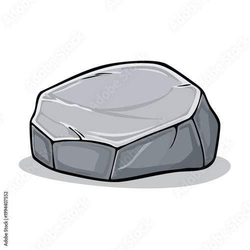 Simple Stylized Gray Stone with Sharp Edges and Subtle Shadows Illustration
