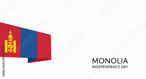 Mongolia independence day banner with national flag and soyombo symbol, graphic vector illustration for celebration. for branding, packaging, banner, poster, website header,