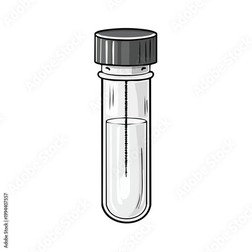 Laboratory test tube with liquid and swab inside, scientific experiment equipment