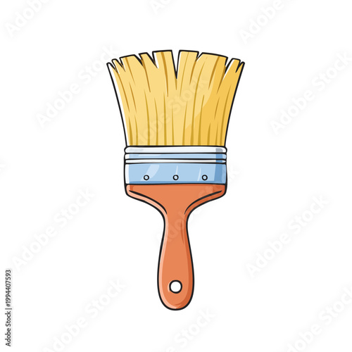 Illustration of a simple paintbrush with orange handle and yellow bristles