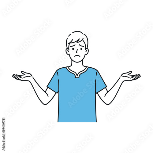 Man with confused expression shrugging shoulders 1.