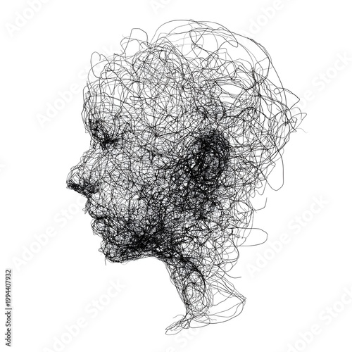 black and white human head