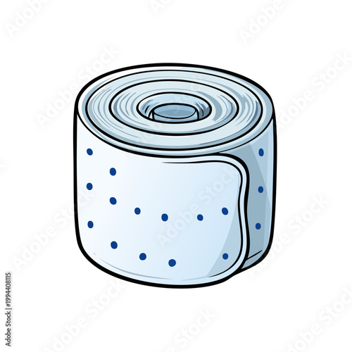 Healthcare adhesive bandage roll with blue polka dots for medical wound care and first aid supplies