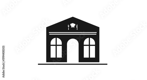 Simple Building Facade with Arches.