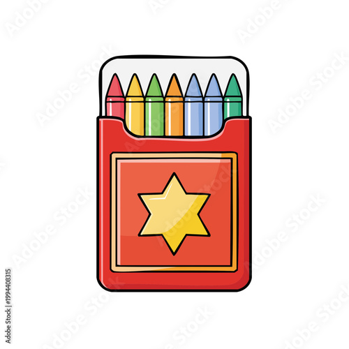 Colorful Crayon Box with Star Decoration