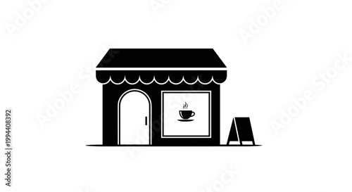 Small coffee shop storefront with awning.