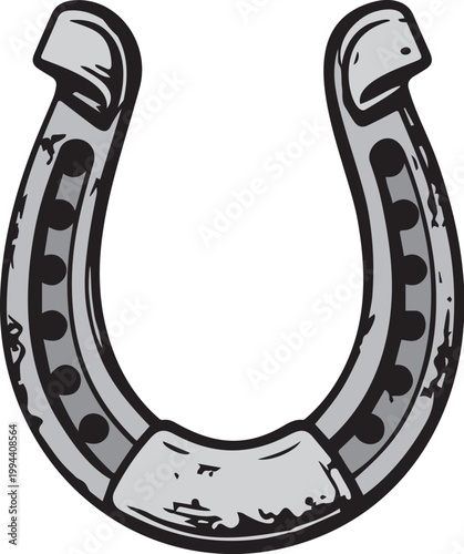 Old horseshoe isolated. Rustic lucky iron symbol.