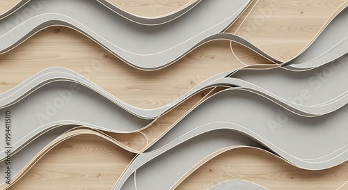 Abstract layered paper design with neutral tones and smooth curves for creative projects.