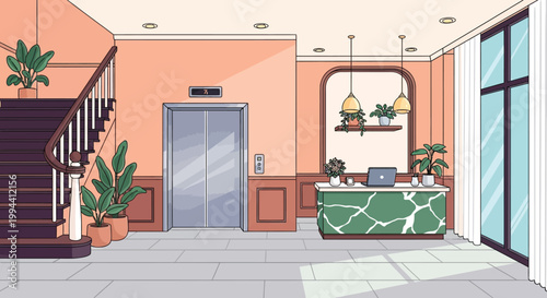 A terracotta flower pot with a decorative band sits on a minimalist black metal plant stand