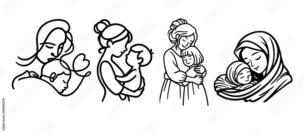 Fototapeta premium Png illustrations of motherhood