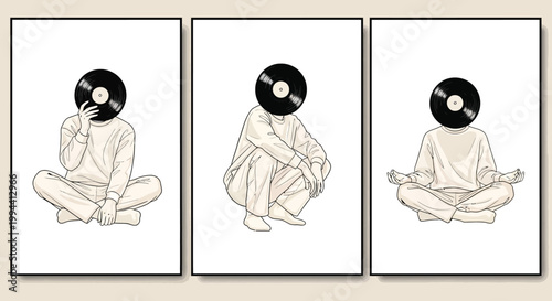 A cozy illustration features a red armchair a potted plant and a sleeping orange cat with toys