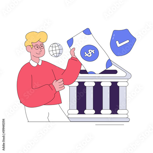 A colored design illustration of secure deposit 