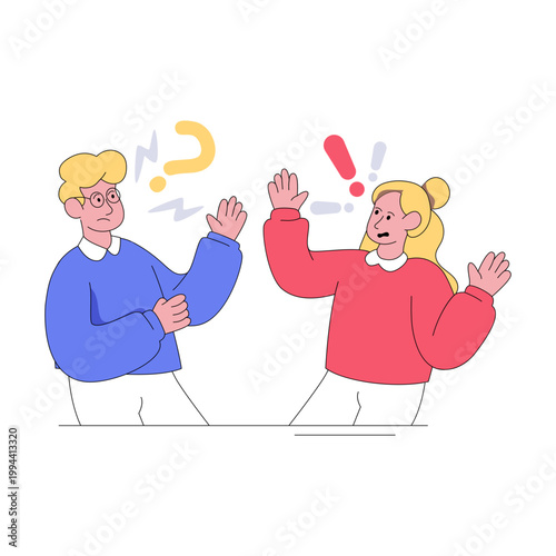 Modern design illustration of arguing couple 