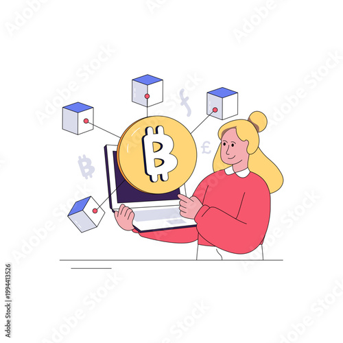 A premium download illustration of bitcoin blockchain  