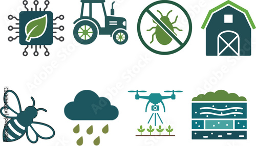 Green eco-friendly transportation, recycling, renewable energy, and sustainable living set