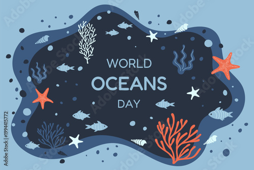 World oceans day illustration