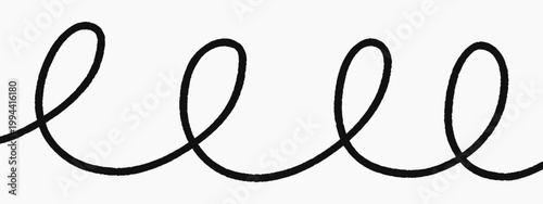 Cable thin squiggle with line doodle black for background ornament spiral. Circle curve border with thick wavy random for graphic simple print. Freehand chaos cable with drawing line continuous.