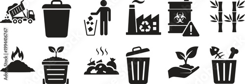 Black and white of various tools, and symbols in a flat style flat gear