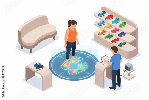 Isometric Digital Foot Gait Pressure Analysis in Retail Shoe Store