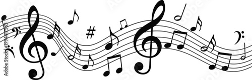 Elegant musical notation a flowing symphony of notes and rhythms