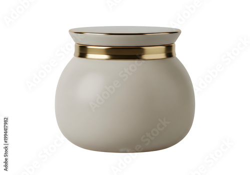 Elegant ceramic jar with gold-toned lid for decorative or storage use