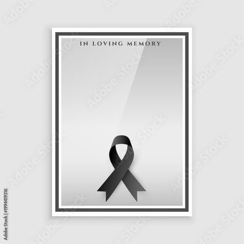 in loving memory funeral card with black mourning ribbon