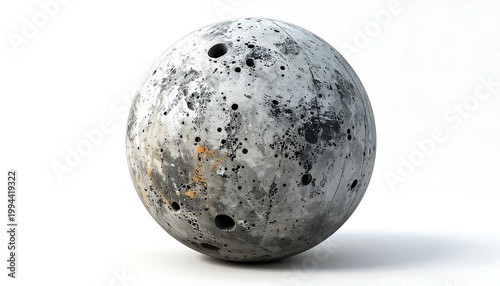 Gray stone sphere with black spots.