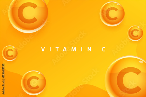vitamin c nutrition pills capsule orange background