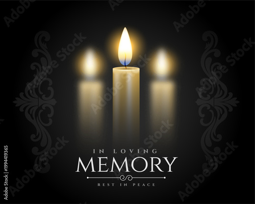 burning memorial candles vector rest in peace black background