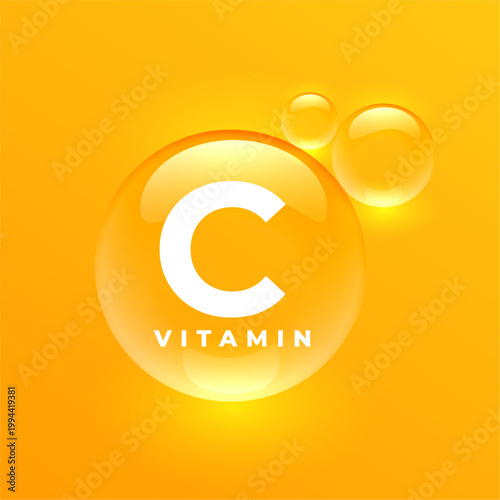 vitamin c ascorbic serum bubble on orange background