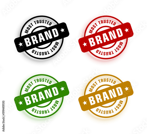 set of official trusted brand stamp in different color