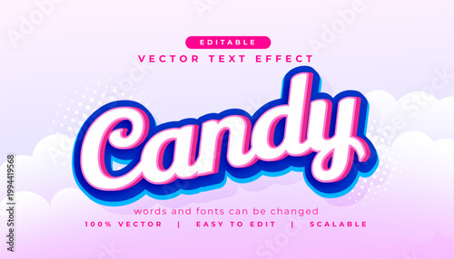 sweet candy editable text effect cloudy background