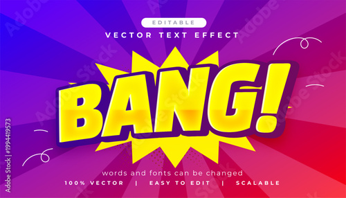 bright bang editable text effect vector in comic art