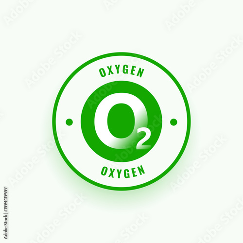 eco friendly green oxygen o2 badge for medical and health theme