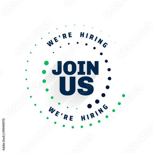 Εκτύπωση καμβά we're hiring or join us white template in modern style