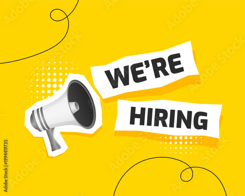 we are hiring job advertisement template with megaphone design