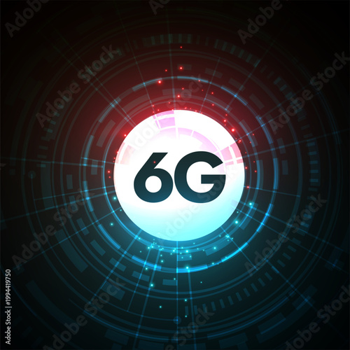 futuristic 6g network technology digital circular hud background